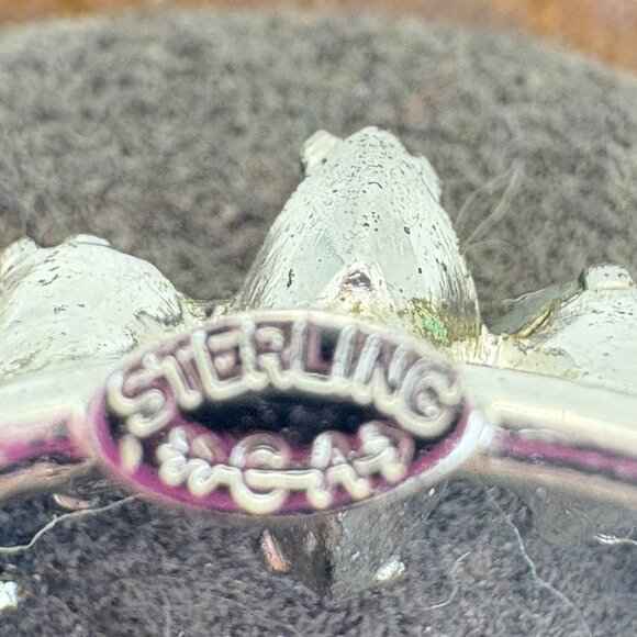 Sterling Silver 925 Blue & White CZ Alternating Circle Pin Brooch Size 1.25" - Picture 6 of 10